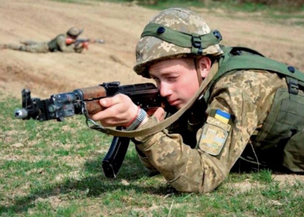 Ukrainian Soldier Firing Rifle